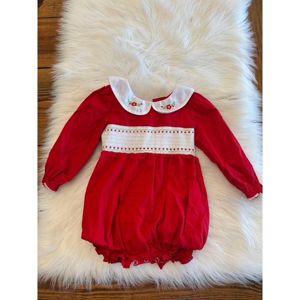 Smocked red bubble Marie Nicole‎ size 12/18m